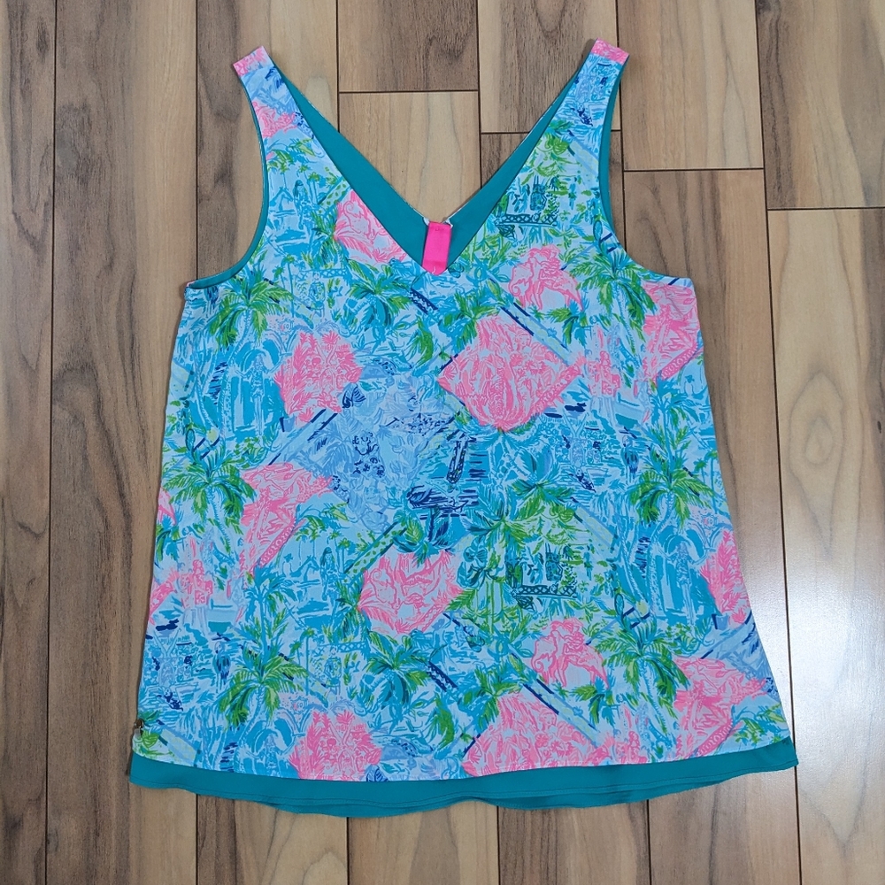 EUC! Lilly Pulitzer Lileeze Florin Reversible V Neck Top Bohemian Queen Size XS